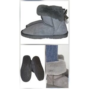 Classic Short Sheepskin Cuff Grey Warm Boots Women's Size 9.5 EU 42 House Shoes